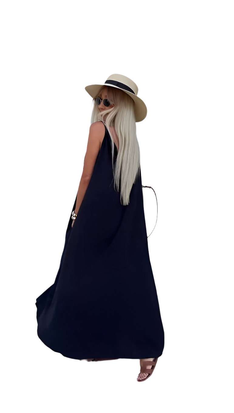 Lightweight Summer Sarafan Dress with Pockets and Waist Tie