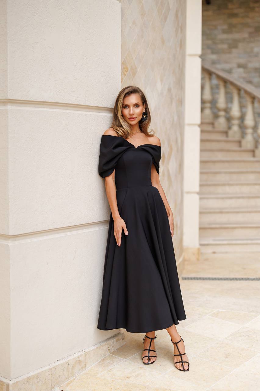 Elegant Off Shoulder Diagonal Crepe Dress for Women