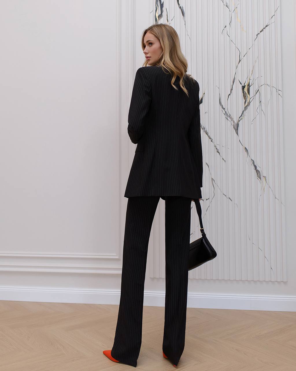 Womens Three-Piece Suit with Vest Diagonal Crepe Fabric