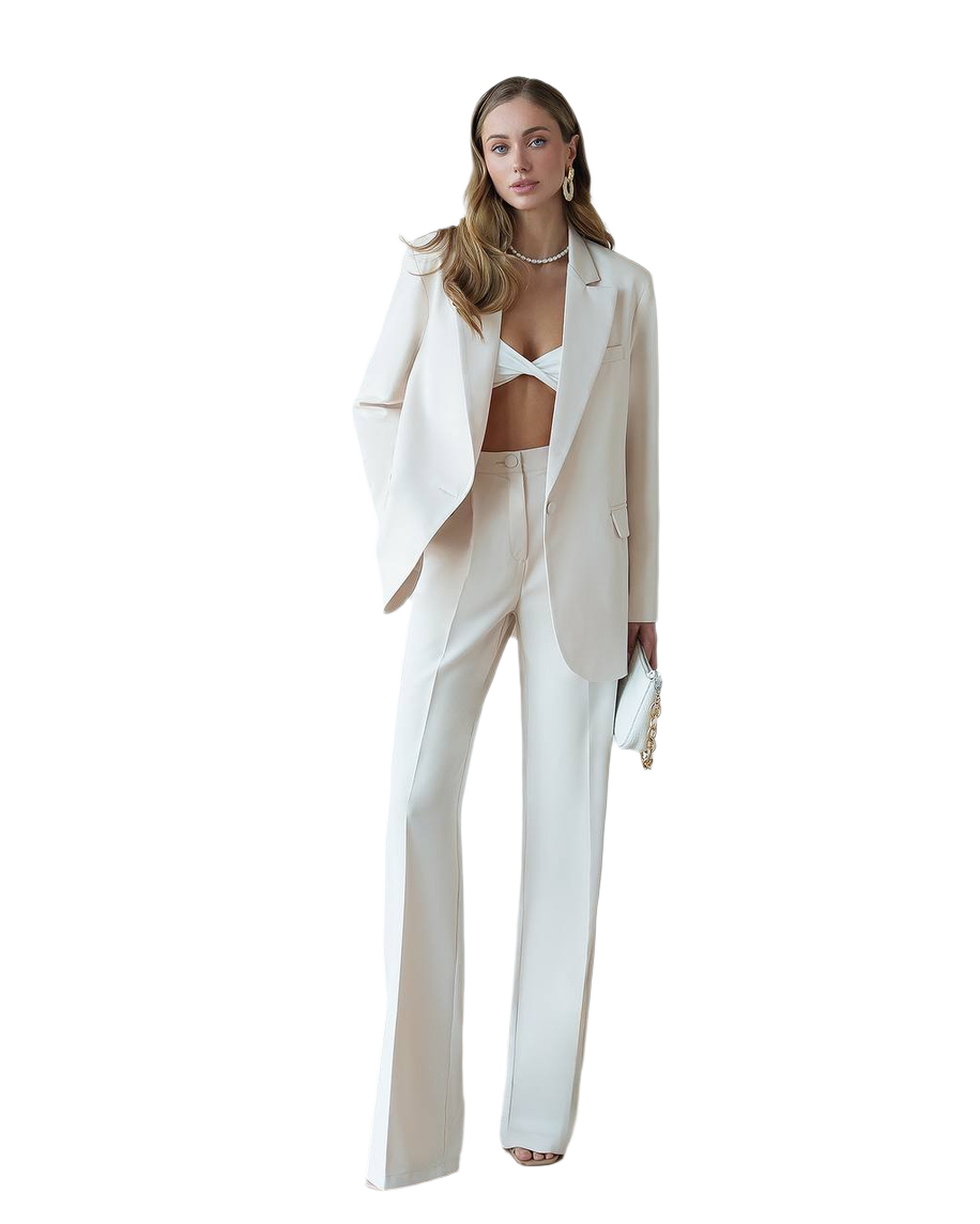 Elegant Double Suit for Women with Premium Diagonal Suiting Crepe Fabric
