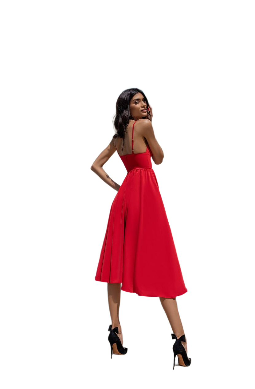 Sany Red Midi Dress Premium Las Vegas Knitwear Women