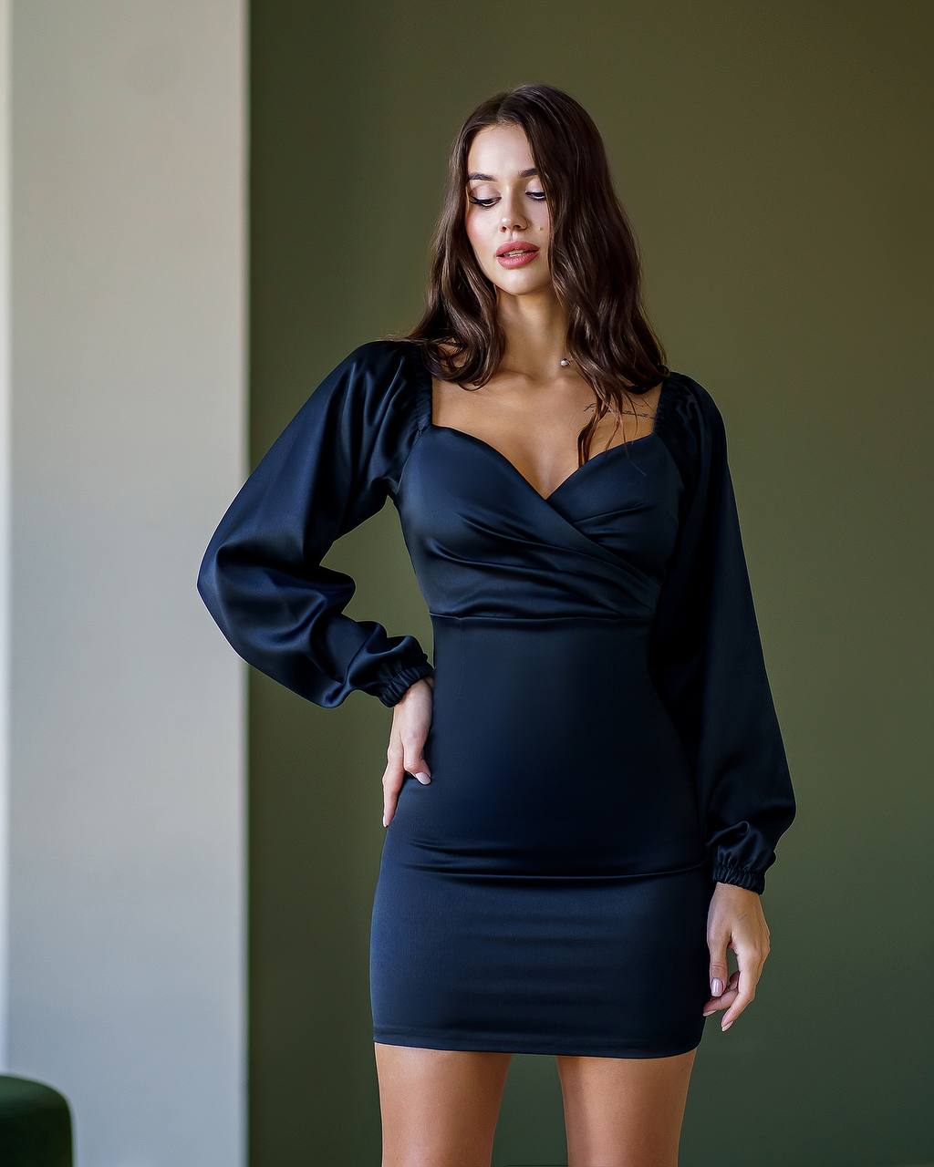 Elegant Royal Mango Satin Mini Dress for Women