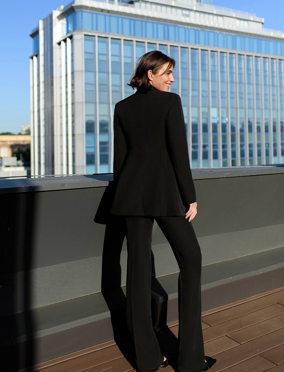 Womens Three-Piece Suit with Vest Diagonal Crepe Fabric