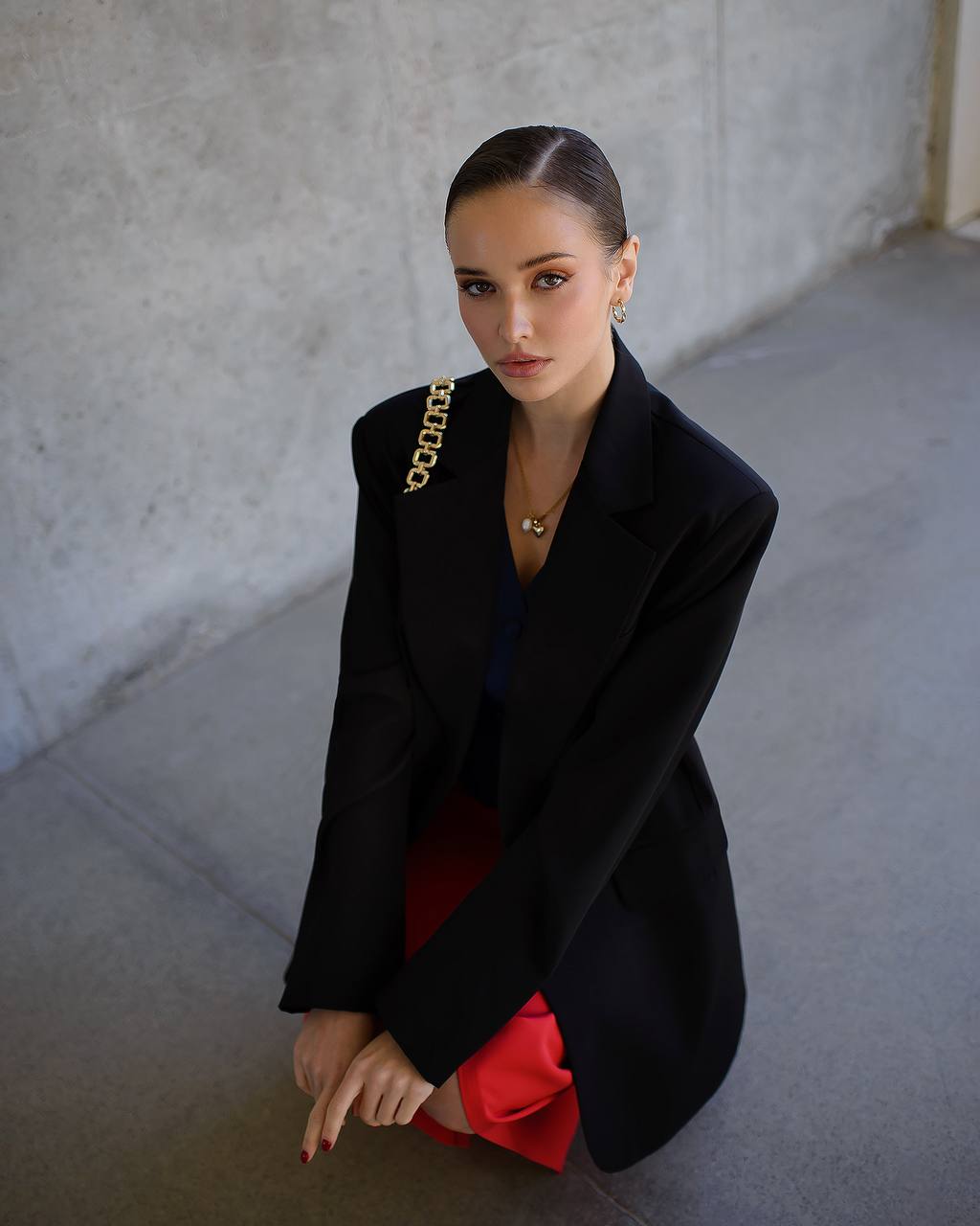 Oversize Black Blazer for Women Premium Suiting Crepe