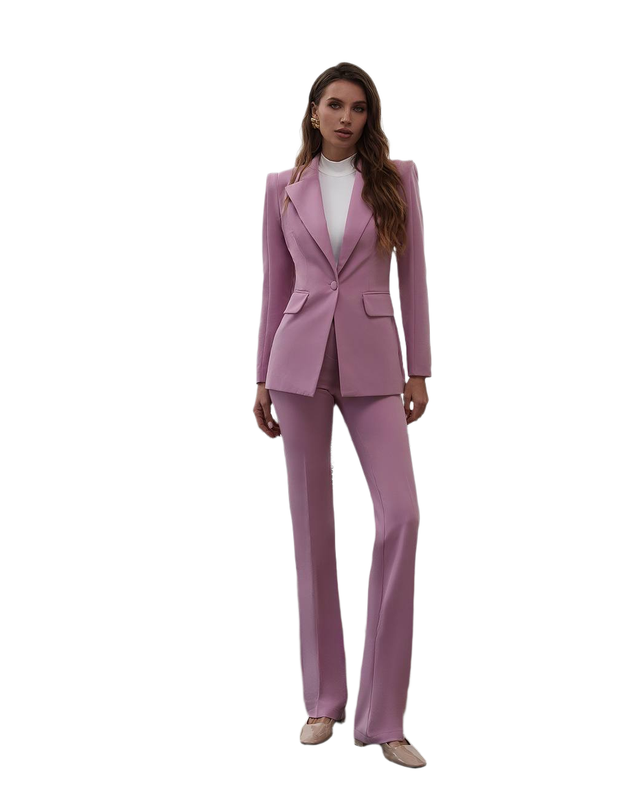 Womens Premium Crepe Diagonale Suit Blazer and Pants in Pink Black Red Blue and Milk