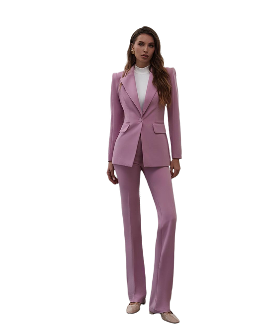 Womens Premium Crepe Diagonale Suit Blazer and Pants in Pink Black Red Blue and Milk
