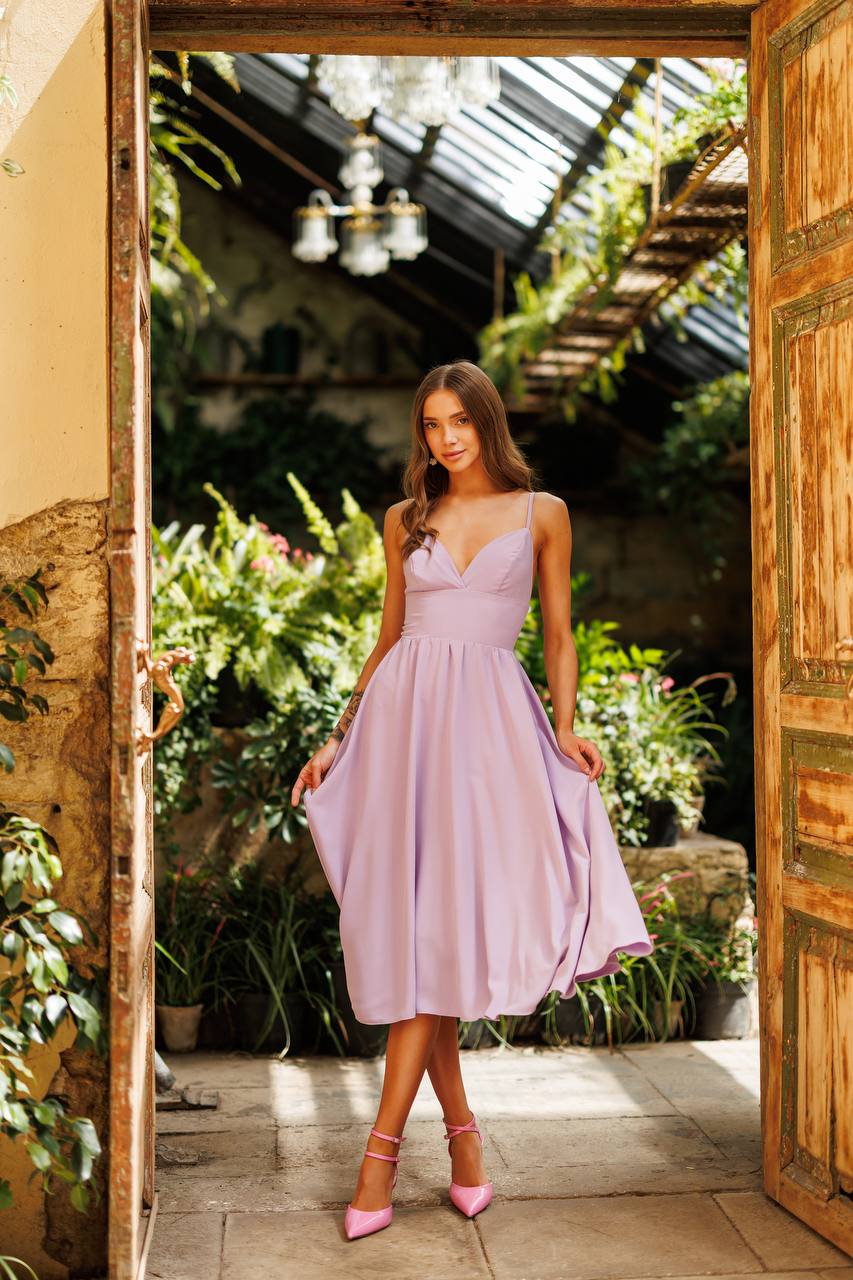 Sany Women's Midi Dress in Premium Las Vegas Knitwear Lavender Color