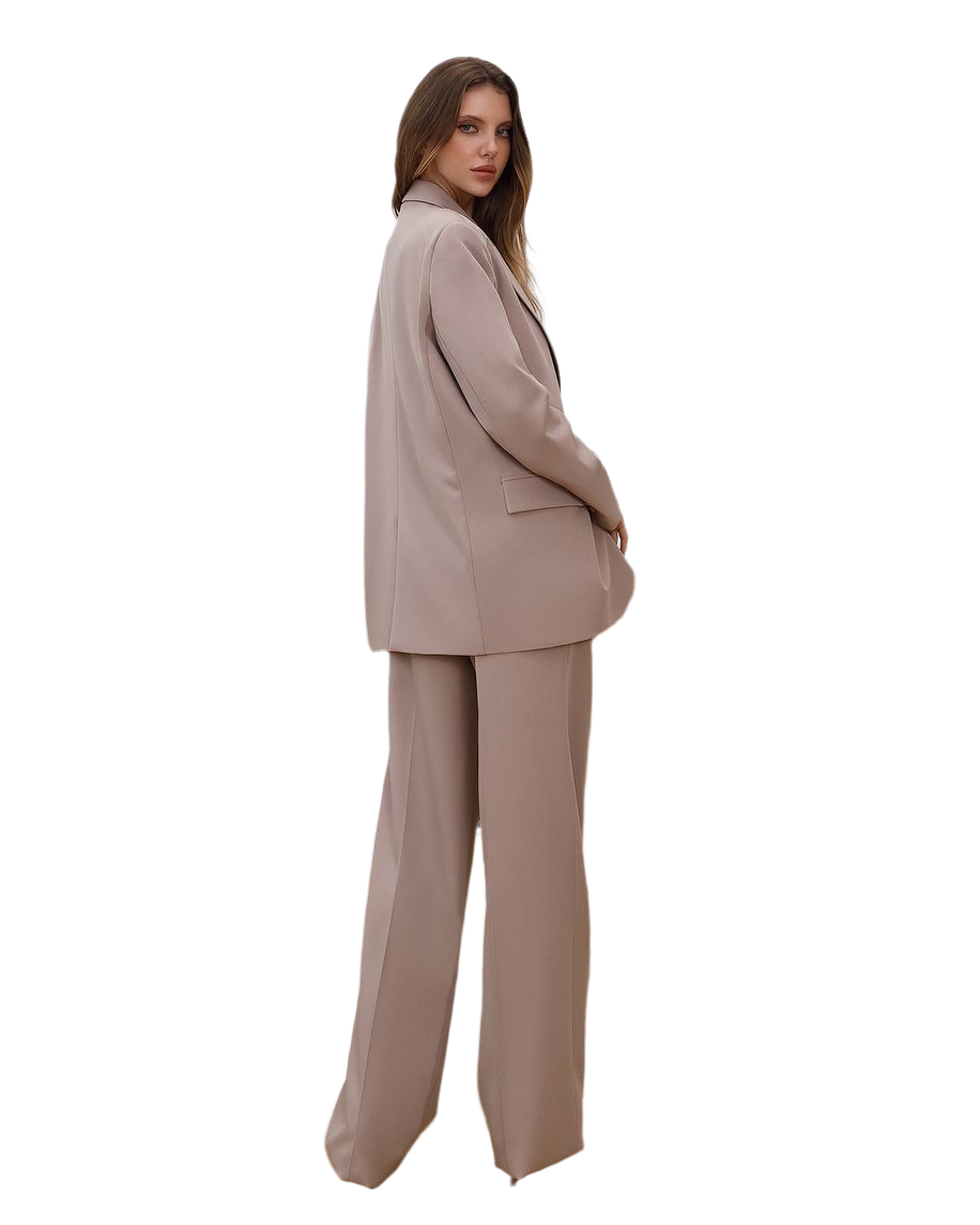 Womens Double Suit Premium Diagonal Suiting Crepe Blazer and Pants