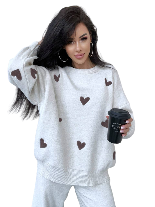 Valeri Womens Heart Embroidered Knitted Suit One Size