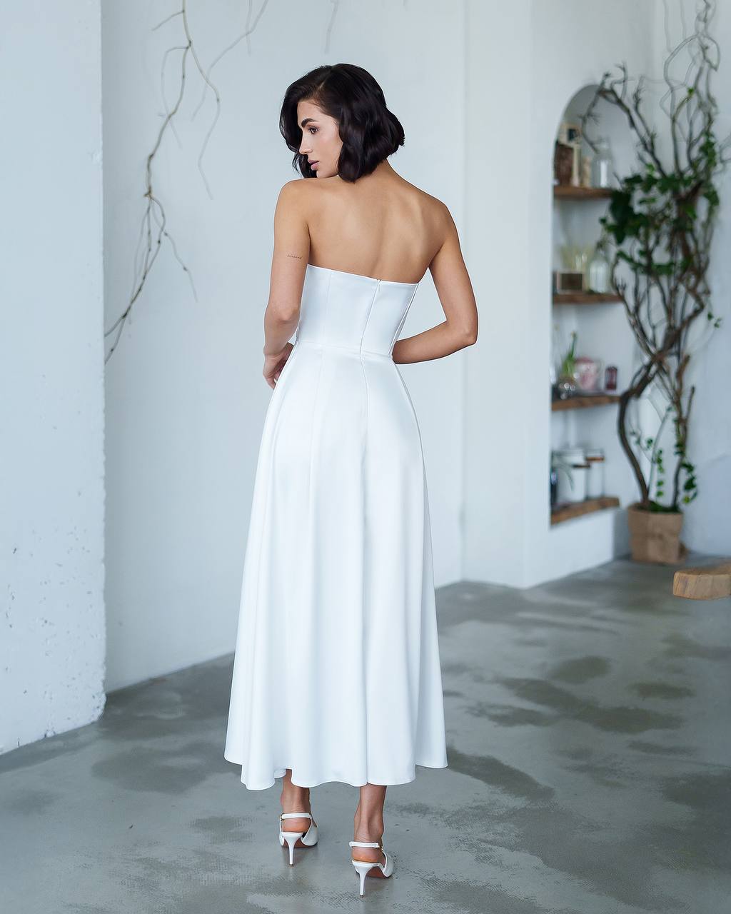 Elegant Strapless Premium Dense Satin Dress for Women