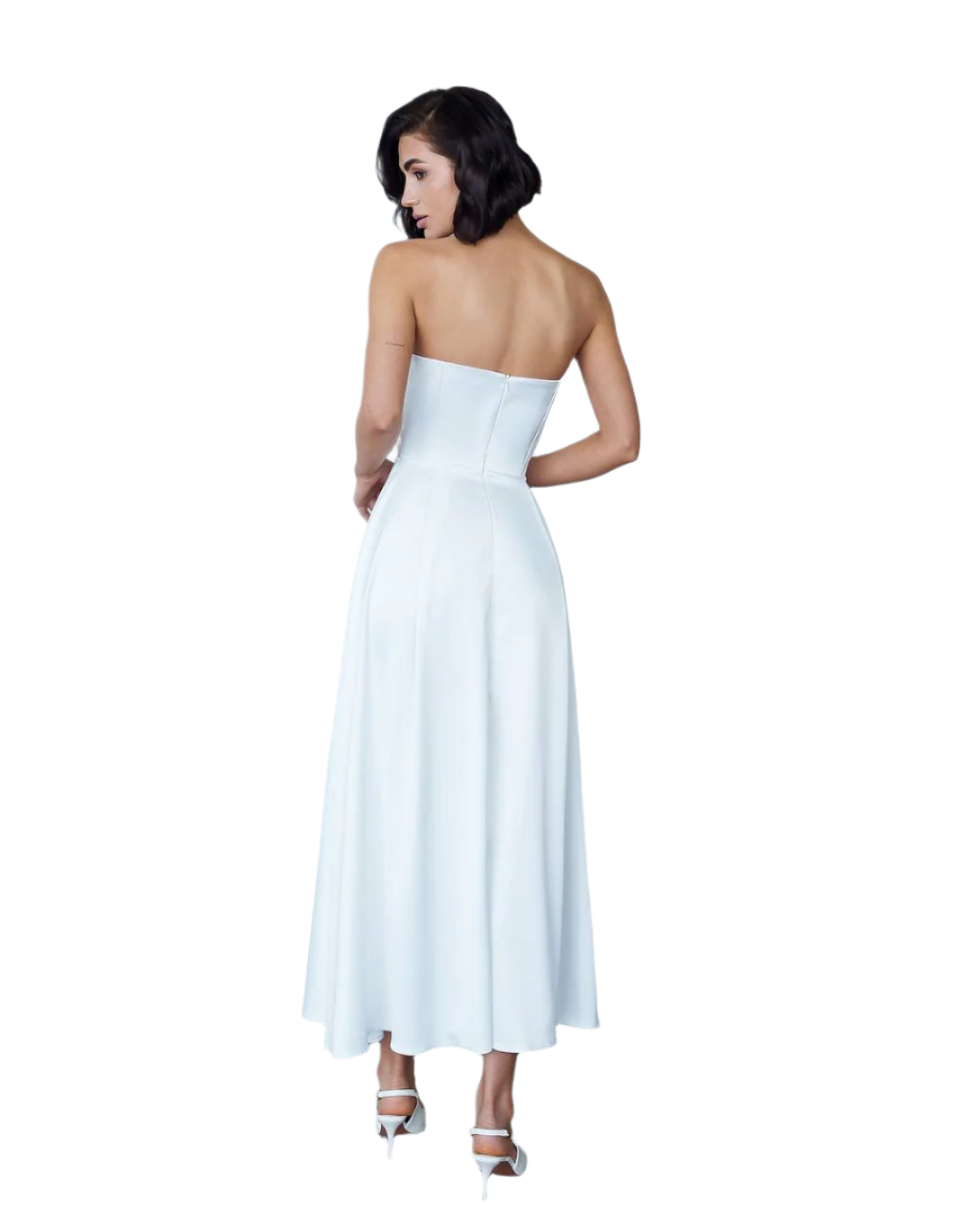 Elegant Strapless Premium Dense Satin Dress for Women