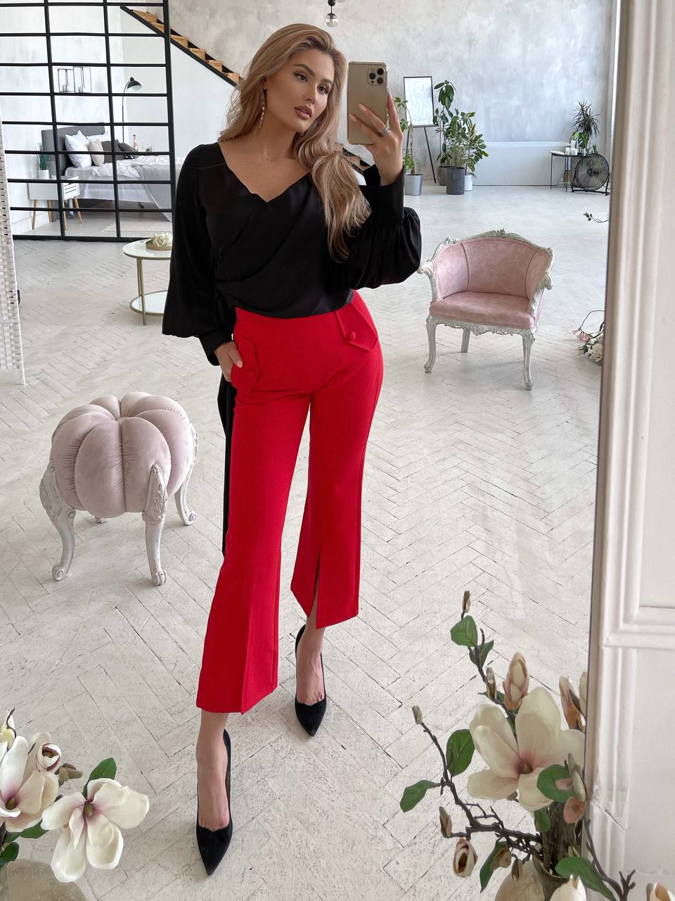 Premium Diagonal Suiting Crepe Culotte Trousers for Women