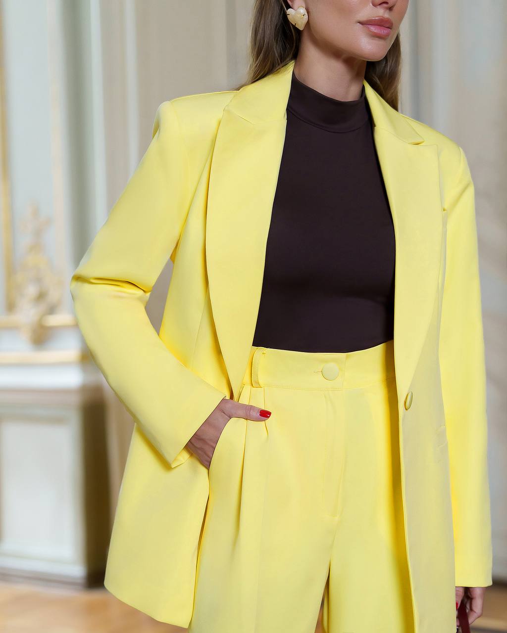 Premium Diagonal Suiting Crepe Womens Suit Jacket and Trousers