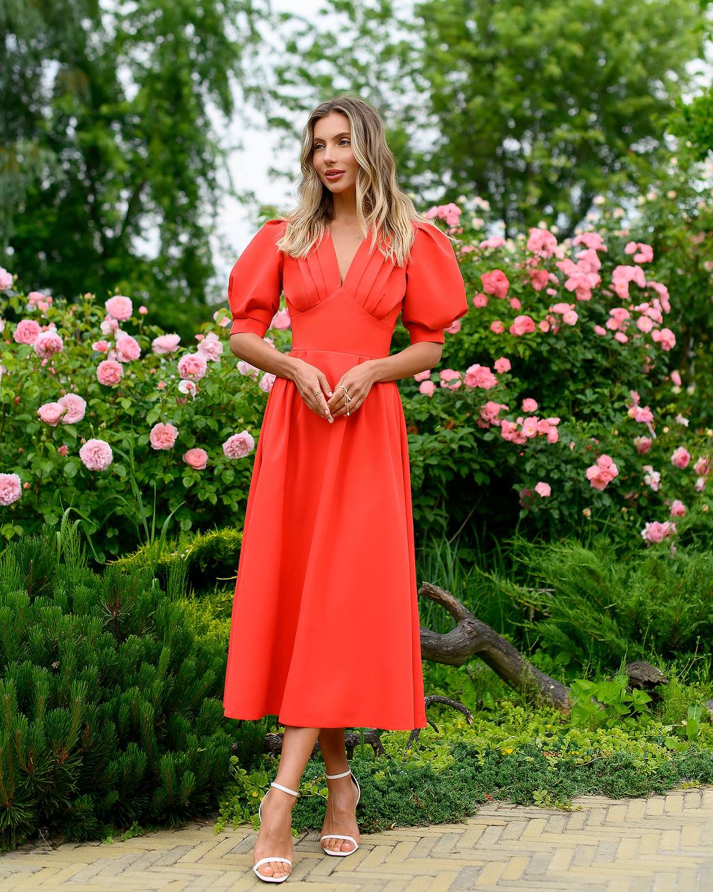 Ladies Elegant Midi Dress in Premium Crepe Fabric