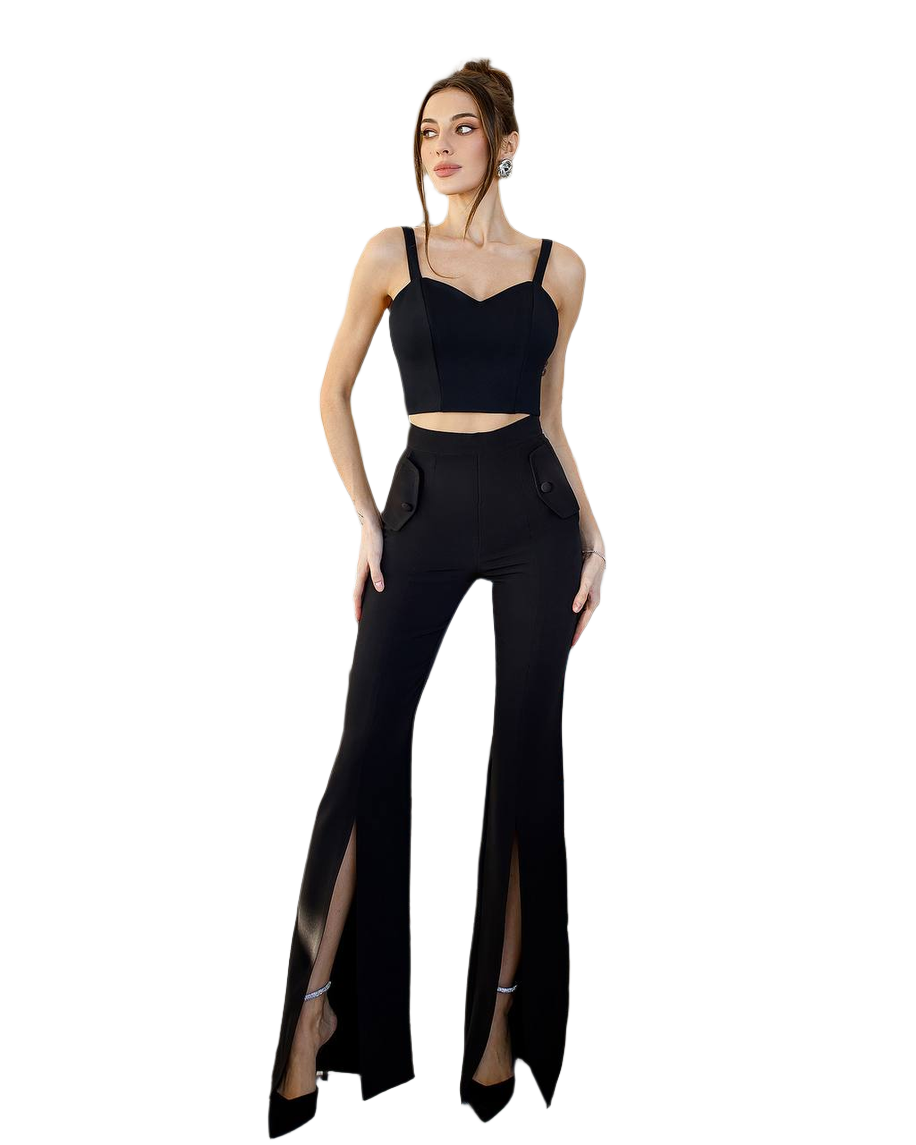 Womens Corset Top Black Dense Bandage Knit with Boning
