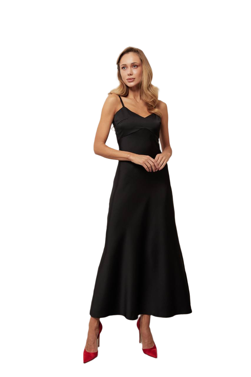 Elegant Black Satin Combination Dress for Women