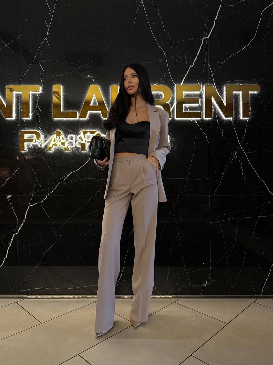 Womens Double Suit Premium Diagonal Suiting Crepe Blazer and Pants