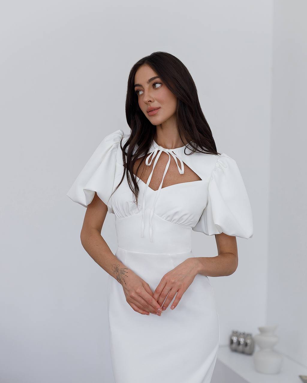 Elegant Midi Dress for Women in Premium Suiting Crepe