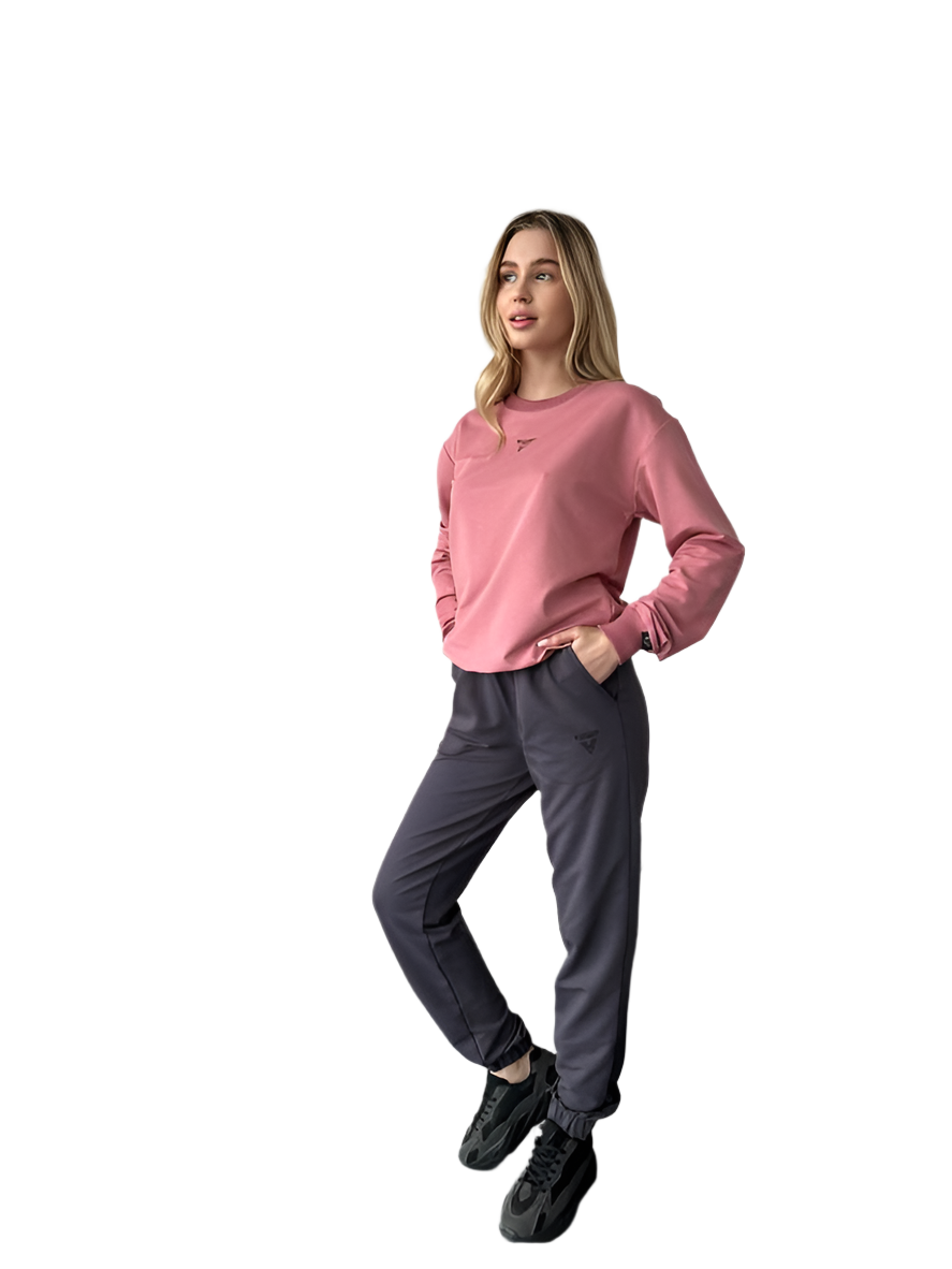 Stylish Casual Sweatshirt with Ribbed Cuffs and Neckline