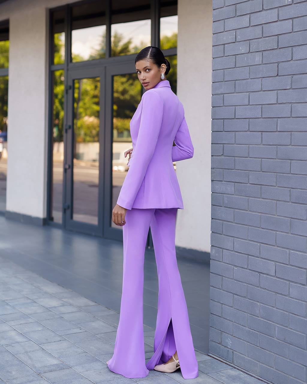 Premium Diagonal Suit Crepe Women Blazer and Trousers Set