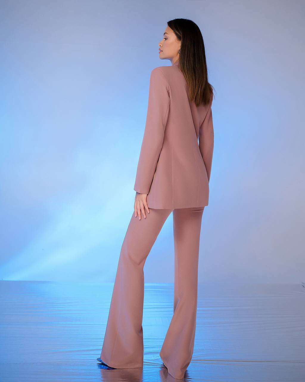 Womens Suit with Lined Blazer and Flared Pants