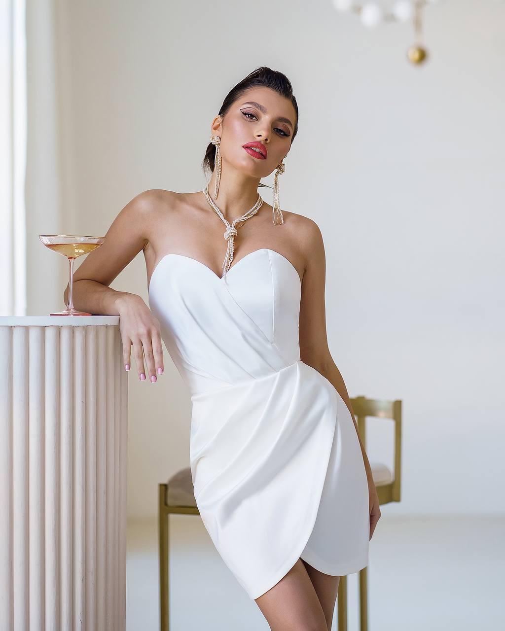 Elegant Royal Satin Mini Dress for Women