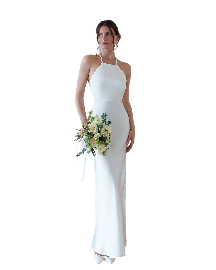 Elegant Women's Maxi Dress in Dense Satin Fabric