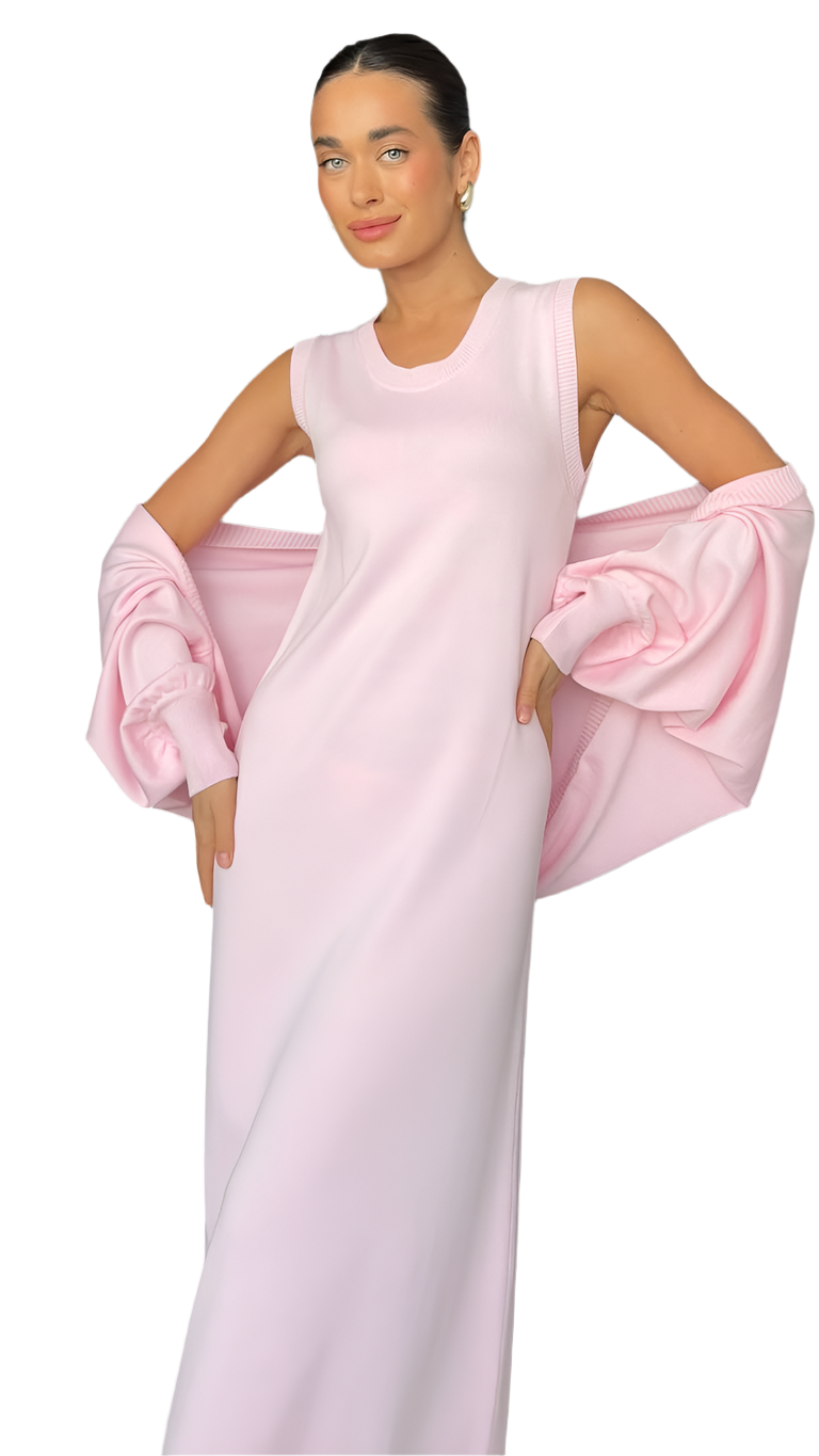 Soft Knitted A-Line Dress with Removable Bolero Cardigan for Women