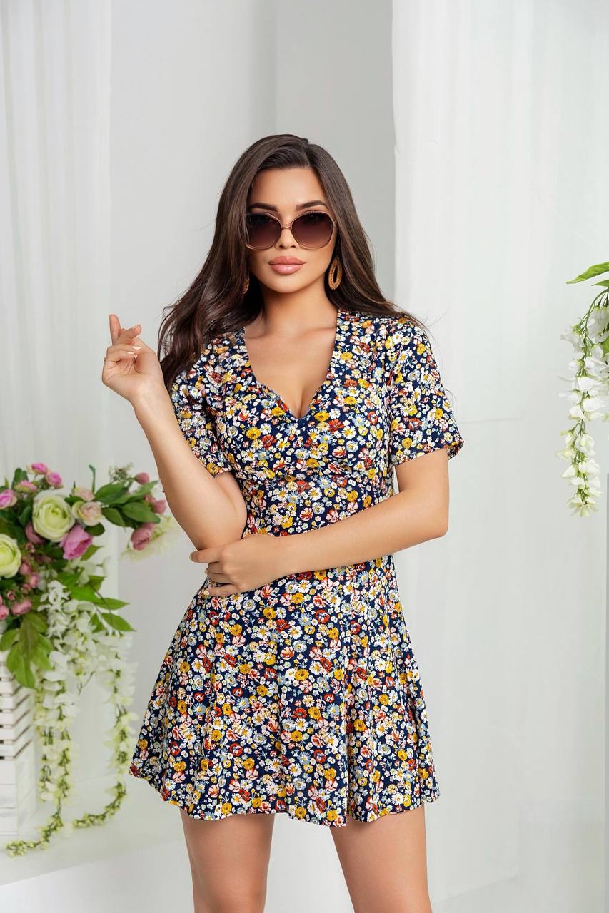 Floral Chiffon Short Sleeve Dress for Casual Events and Summer Fun