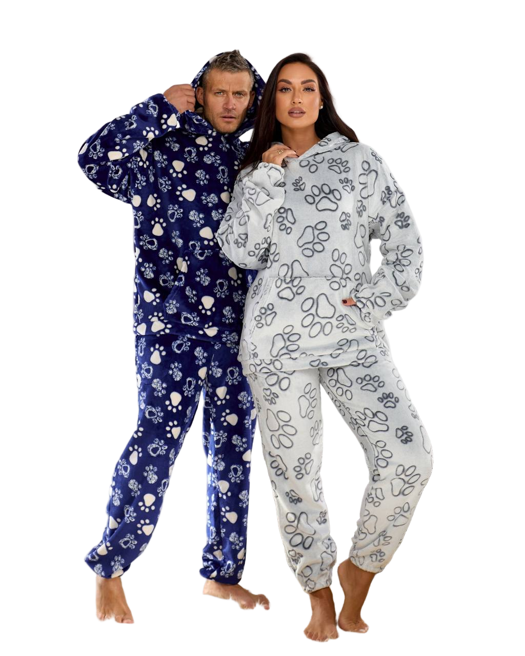 Unisex Cozy Plush Hooded Pajama Warm Winter Sleepwear
