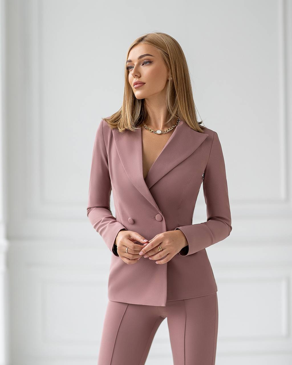 Brown Women Jacket Pants Suit Pantsuit Chic Oficial interview Elegant Cocktail Prom Graduation