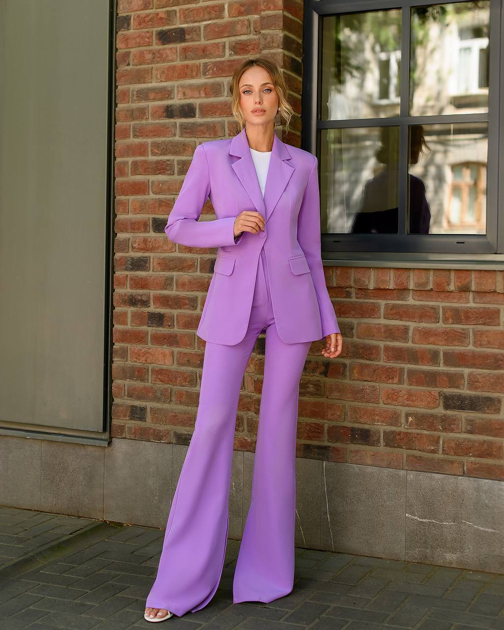 Premium Diagonal Suit Crepe Women Blazer and Trousers Set