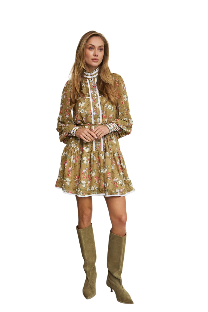 Iriska Floral Chiffon Dress for Women with Lining