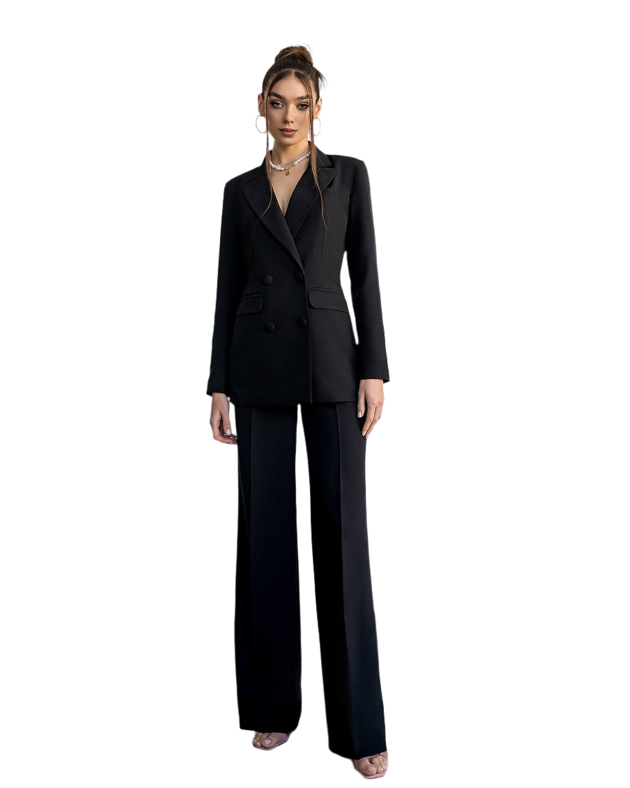 Elegant Three-Piece Prom Bridal Wedding Cocktail Graduation Women Suit Jacket Top and Trousers Pantsuit Palazzo Pants
