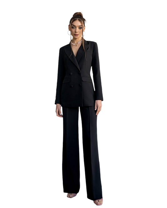 Elegant Three-Piece Prom Bridal Wedding Cocktail Graduation Women Suit Jacket Top and Trousers Pantsuit Palazzo Pants