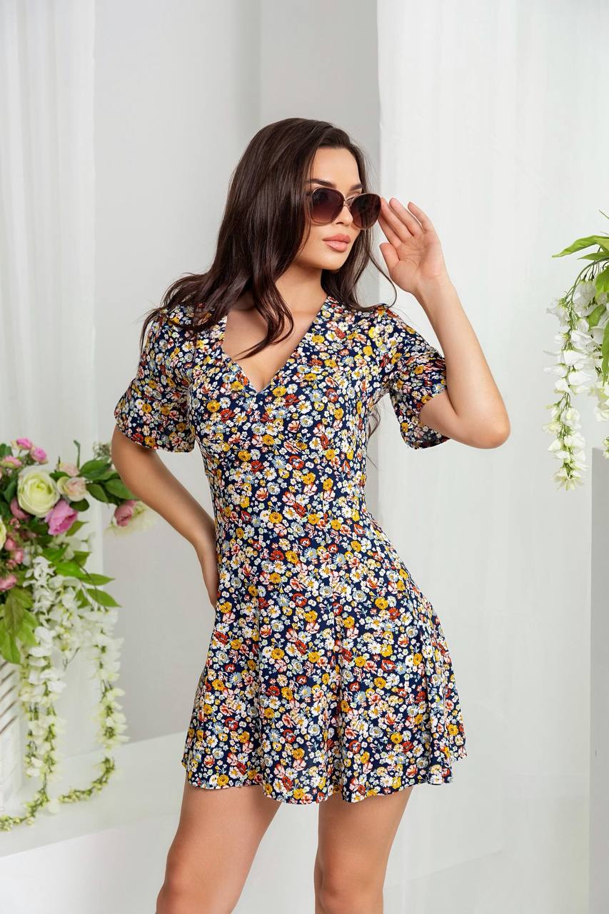 Floral Chiffon Short Sleeve Dress for Casual Events and Summer Fun