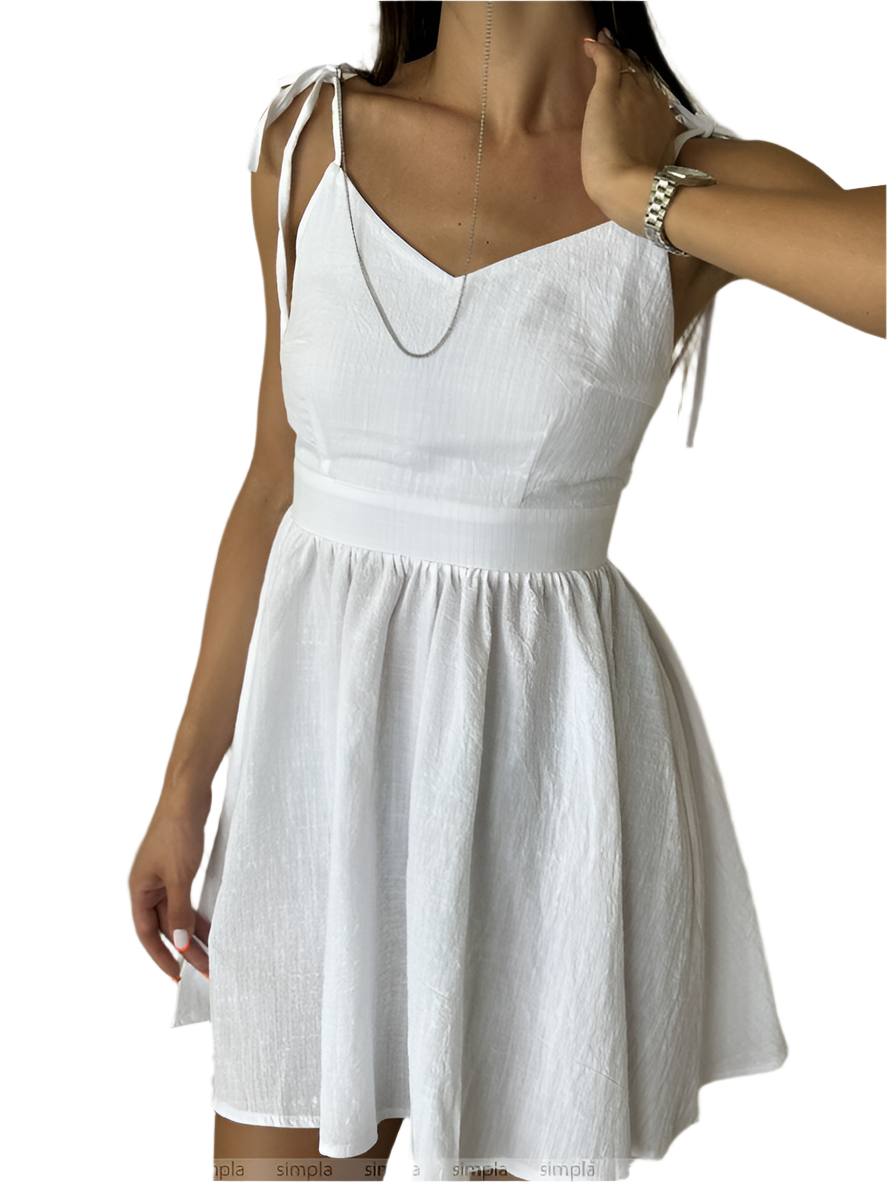 White dress with thin straps on a white background