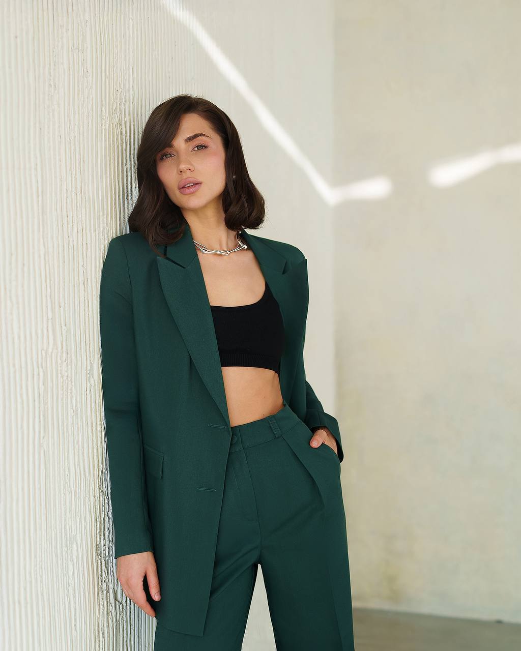 Womens Polished Tiar and Lux Fabric Suit in Green