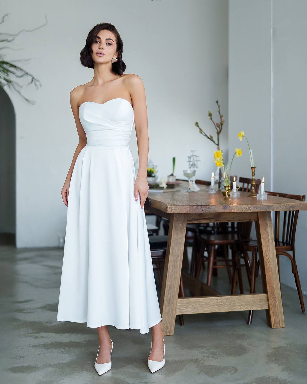 Elegant Strapless Premium Dense Satin Dress for Women