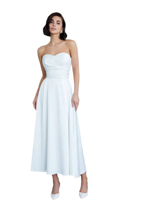Elegant Strapless Premium Dense Satin Dress for Women