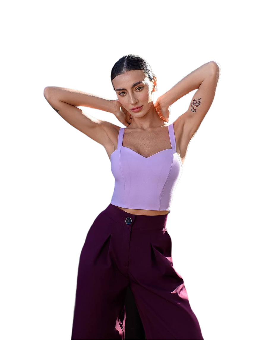 Womens Corset Top Bandage Knit with Boning Lavender Color