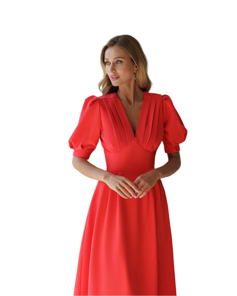 Ladies Elegant Midi Dress in Premium Crepe Fabric