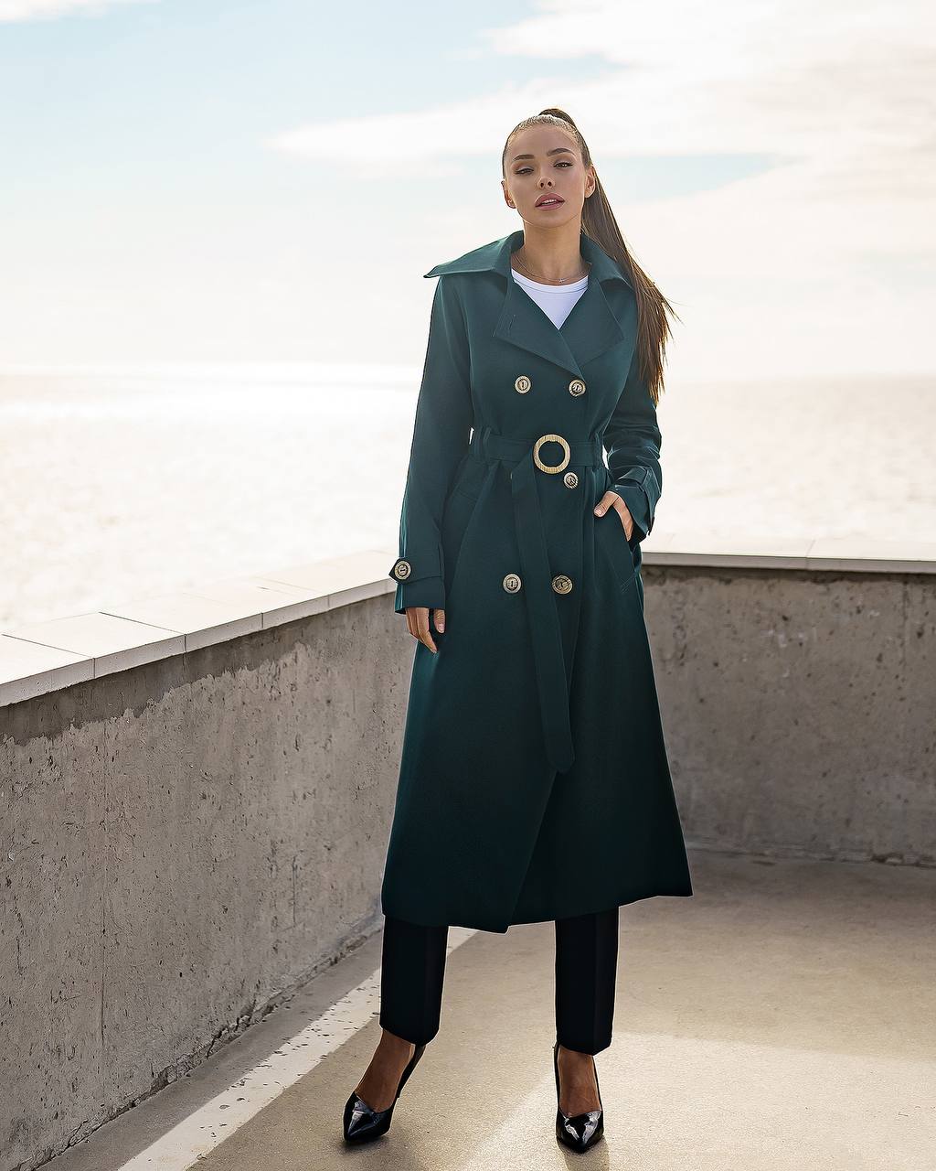 Stylish Cotton Trench Coat for Women with Pockets and Belt Slim Fit Outerwear