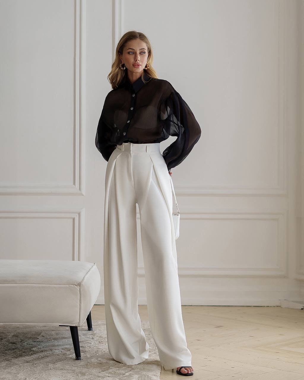 Womens Palazzo Pants Premium Suit Crepe Diagonal