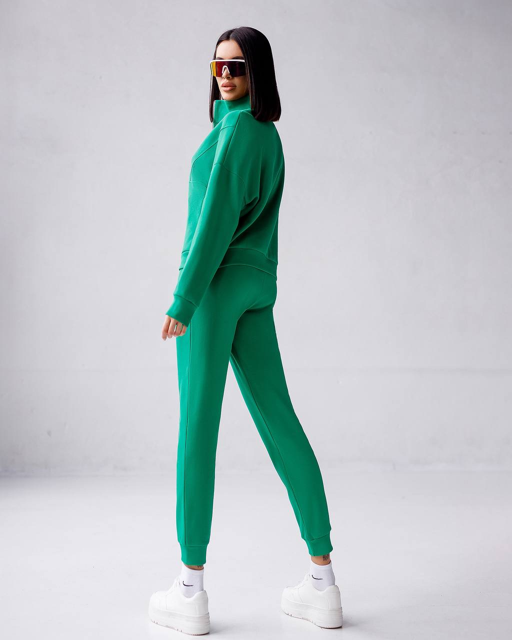 Womens Knitwear Sweatshirt and Pants Set with Zipper