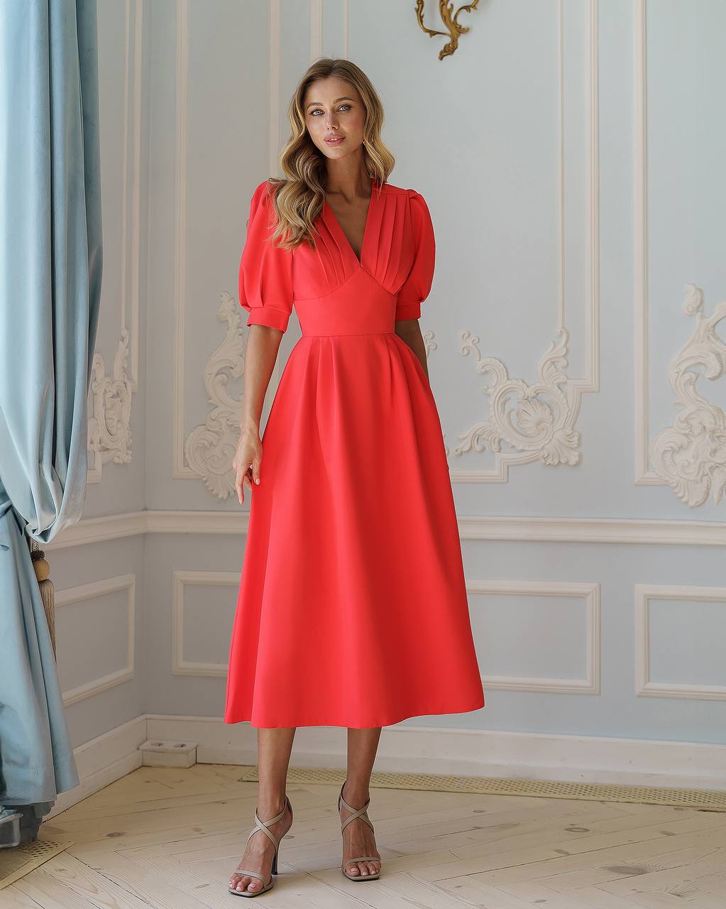 Ladies Elegant Midi Dress in Premium Crepe Fabric