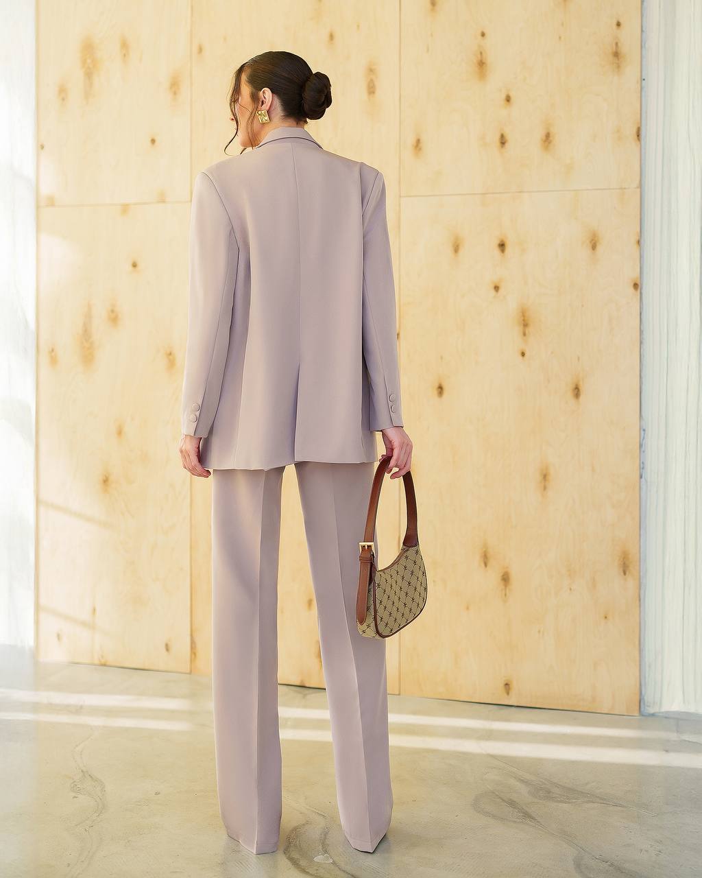 Womens Double Suit Premium Diagonal Suiting Crepe Blazer and Pants