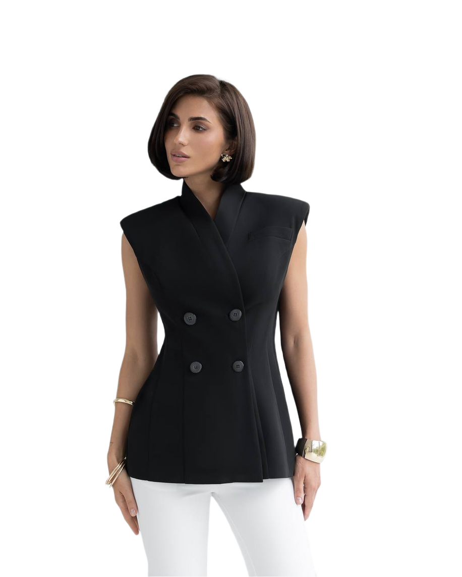 Premium Diagonal Crepe Vest for Women - Elegant Sleeveless Suiting Vest