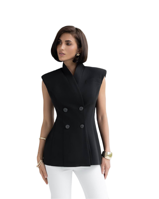 Premium Diagonal Crepe Vest for Women - Elegant Sleeveless Suiting Vest