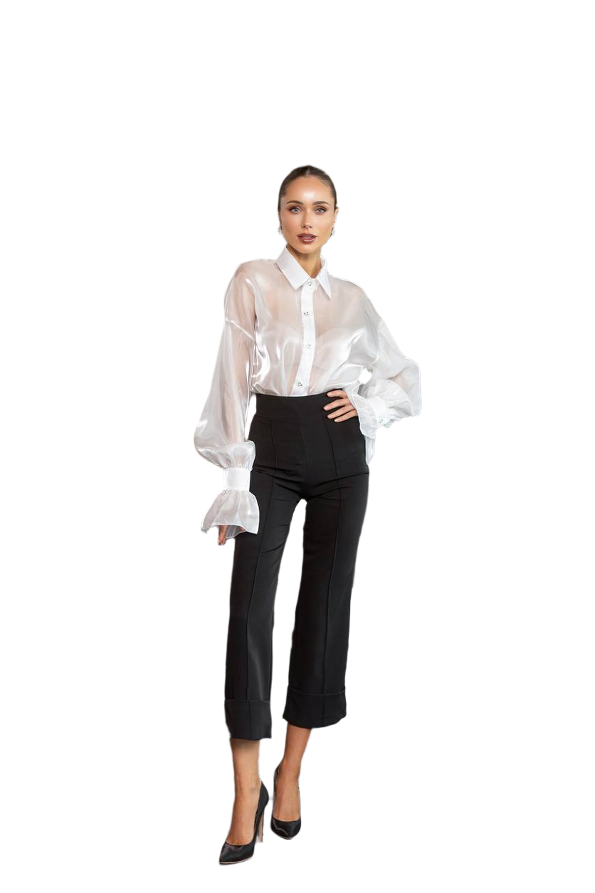 Elegant Women's Culottes in Diagonal Crepe Fabric